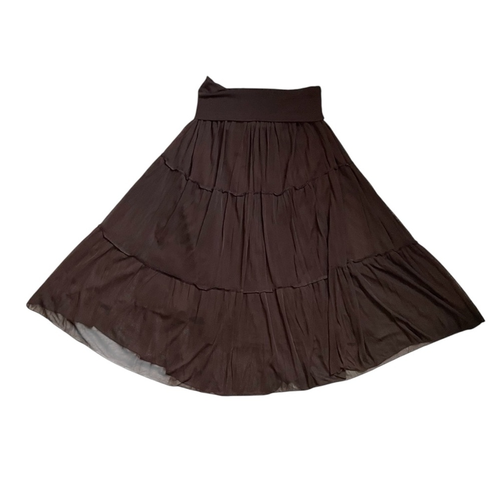 Y2K  I.N. San Francisco brown earth tone fairycore midi skirt